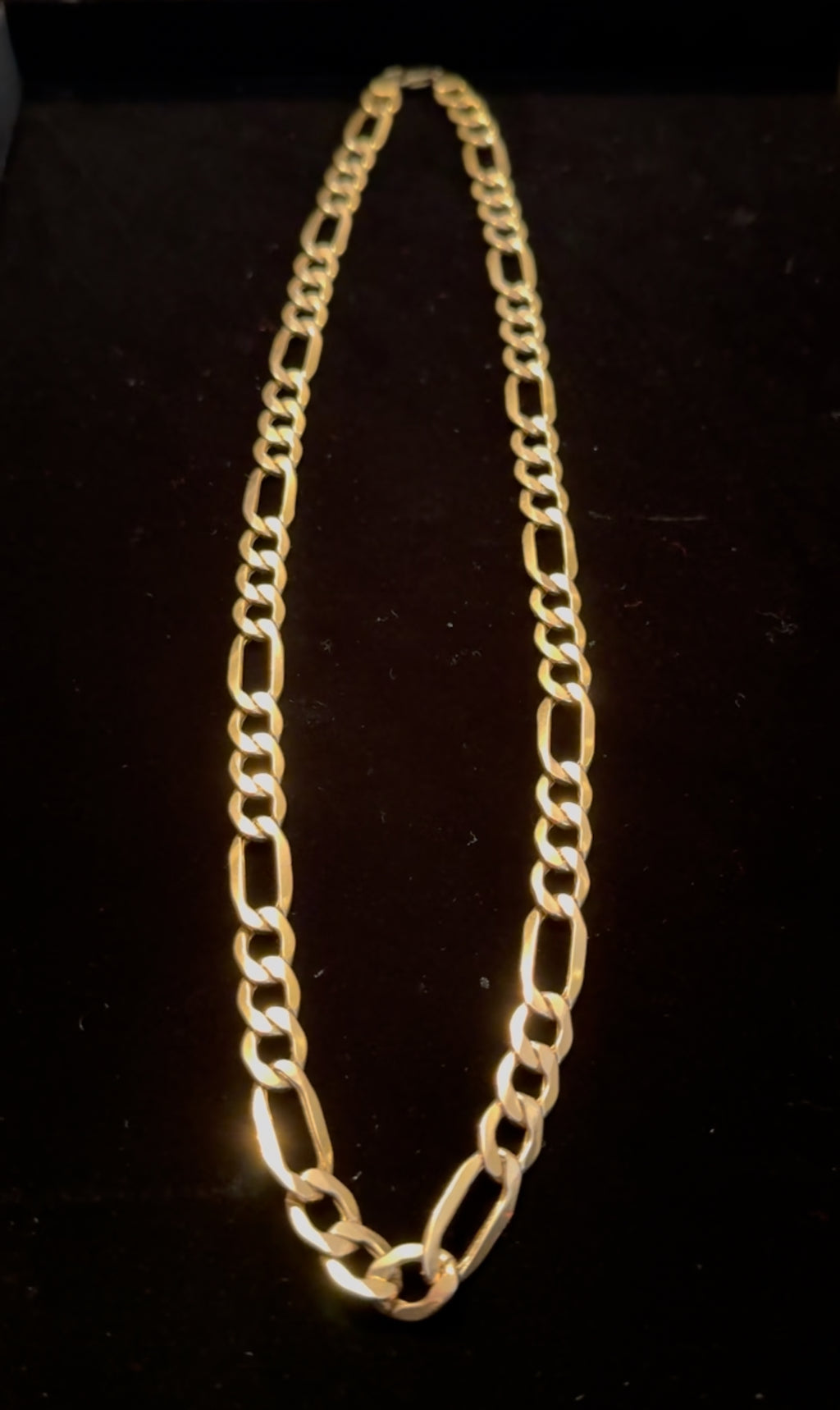 10K Yellow Gold Figaro Chain – 36.8g, 10.5mm Semi-Hollow