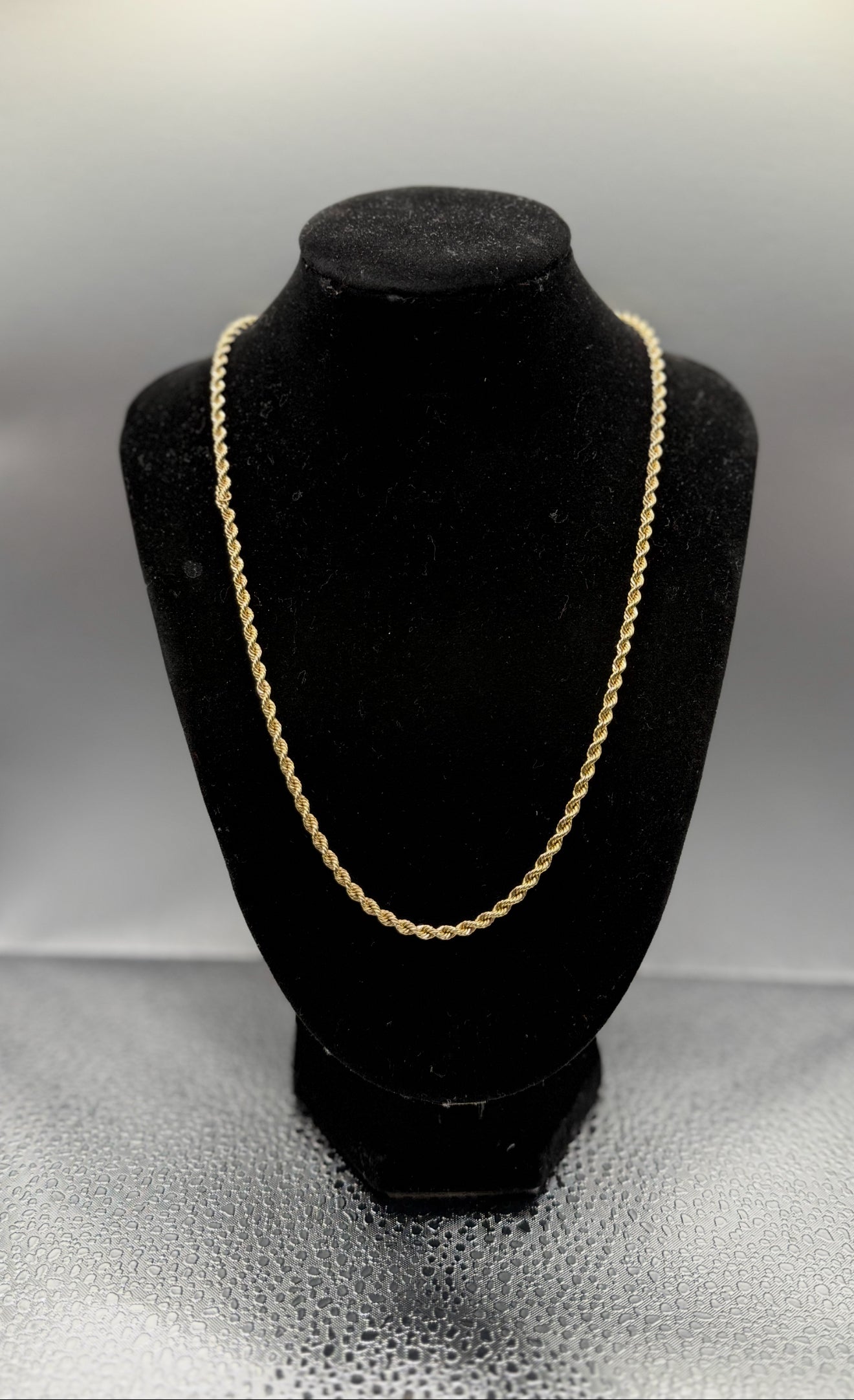 10K Yellow Gold Rope Chain Necklace – 16” 2mm Hollow Lightweight (4.1g)