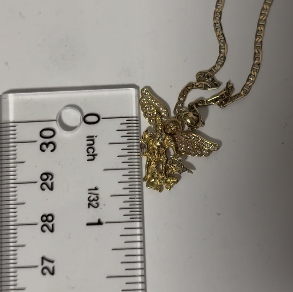 Elegant 10K Solid Gold Chain with Angel Pendant